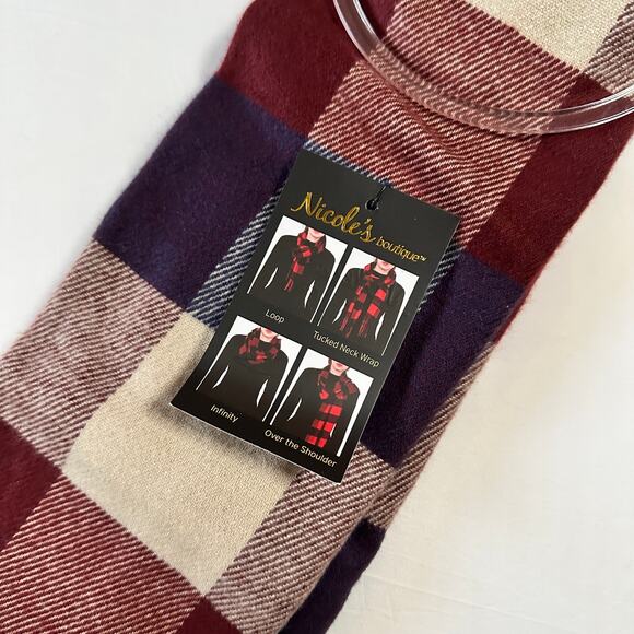 NWT Neutral Checkered Scarf - Picture 5 of 5